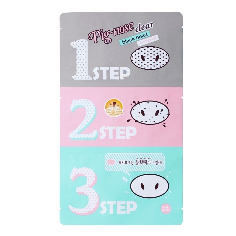 Holika Holika Pig Nose Clear Blackhead 3 Step Kit – poras valantys pleistriukai